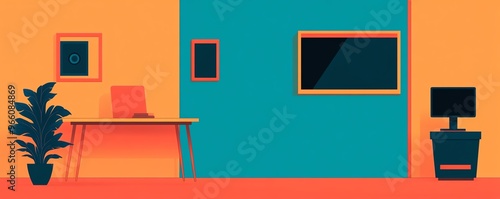 Surveillance technology tracking movement in a commercial space, flat design illustration