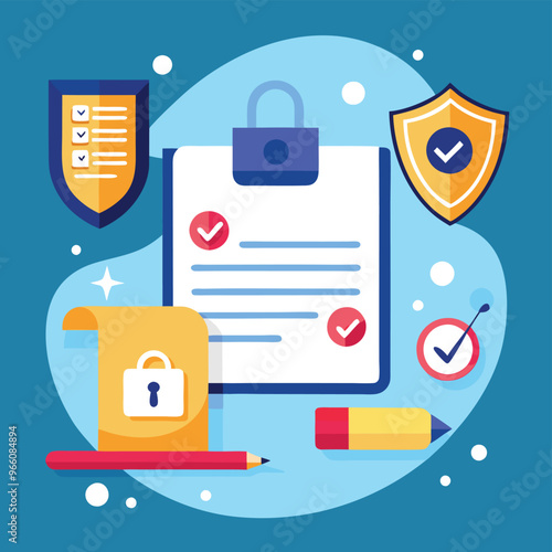 Obraz na płótnie Data protection. Data security and privacy and internet security, flat vector modern illustration w salonie
