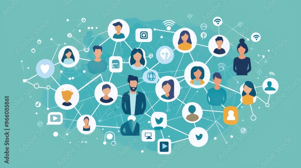 People connecting and sharing on social media network using digital devices People connecting and sharing on social media network using digital devices