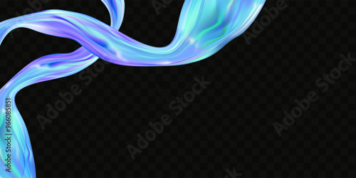 Abstract  holographic wave.Flow iridescent fluid.Dynamic spectrum ribbon.
