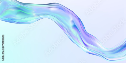 Abstract  holographic wave.Flow iridescent fluid.Dynamic spectrum ribbon.