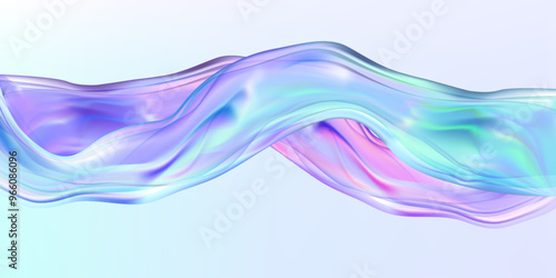 Abstract holographic wave.Flow iridescent fluid.Dynamic spectrum ribbon.