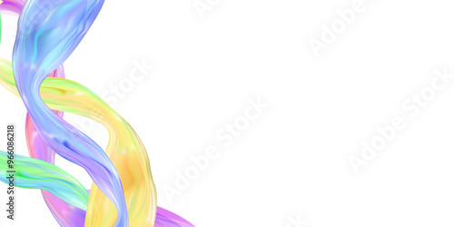 Abstract  holographic wave.Flow iridescent fluid.Dynamic spectrum ribbon.