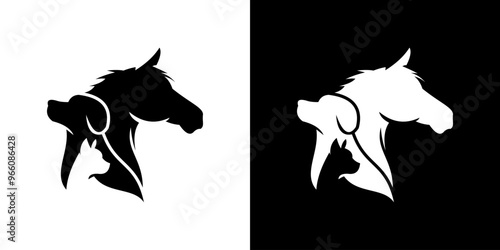 Horse, Dog, Cat Animal Logo Design Vector Template.