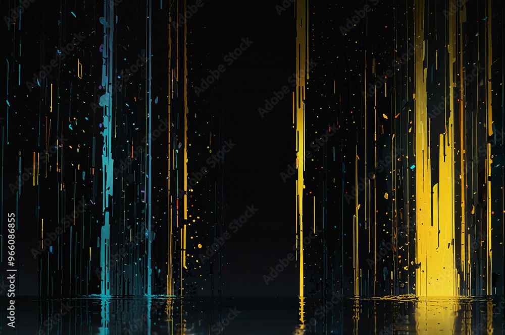 Yellow digital cascade luminescent background Yellow digital cascade luminescent background