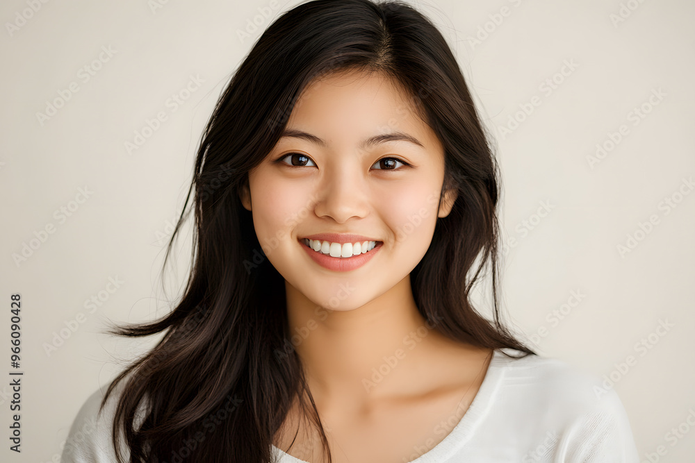 Portrait of young smiling asian woman isolated on white background Portrait of young smiling asian woman isolated on white background