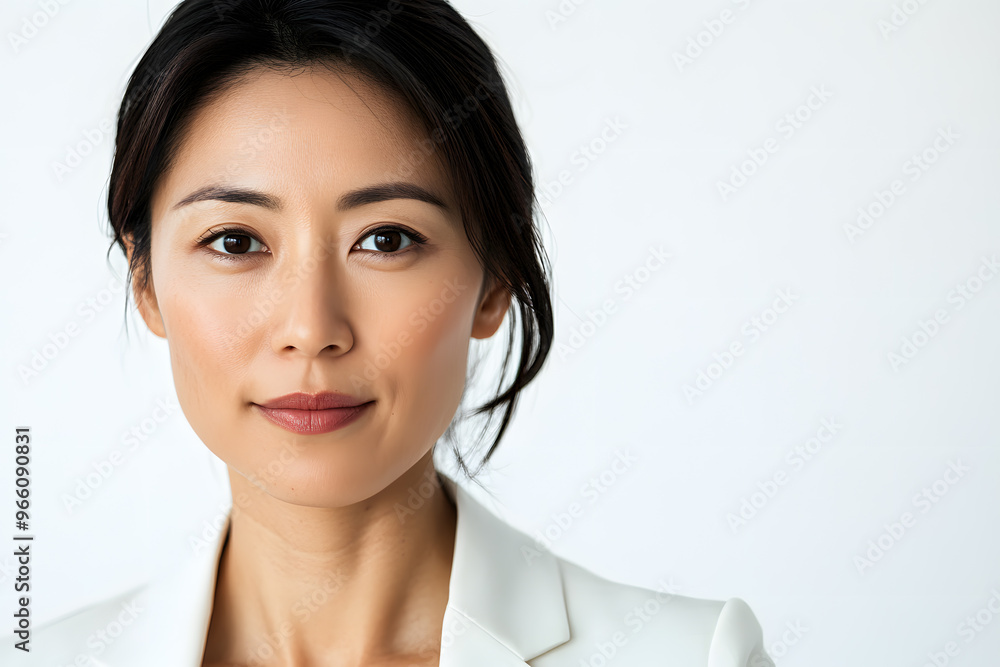 Business portrait of beautiful middle age Asian woman isolated on white background Business portrait of beautiful middle age Asian woman isolated on white background
