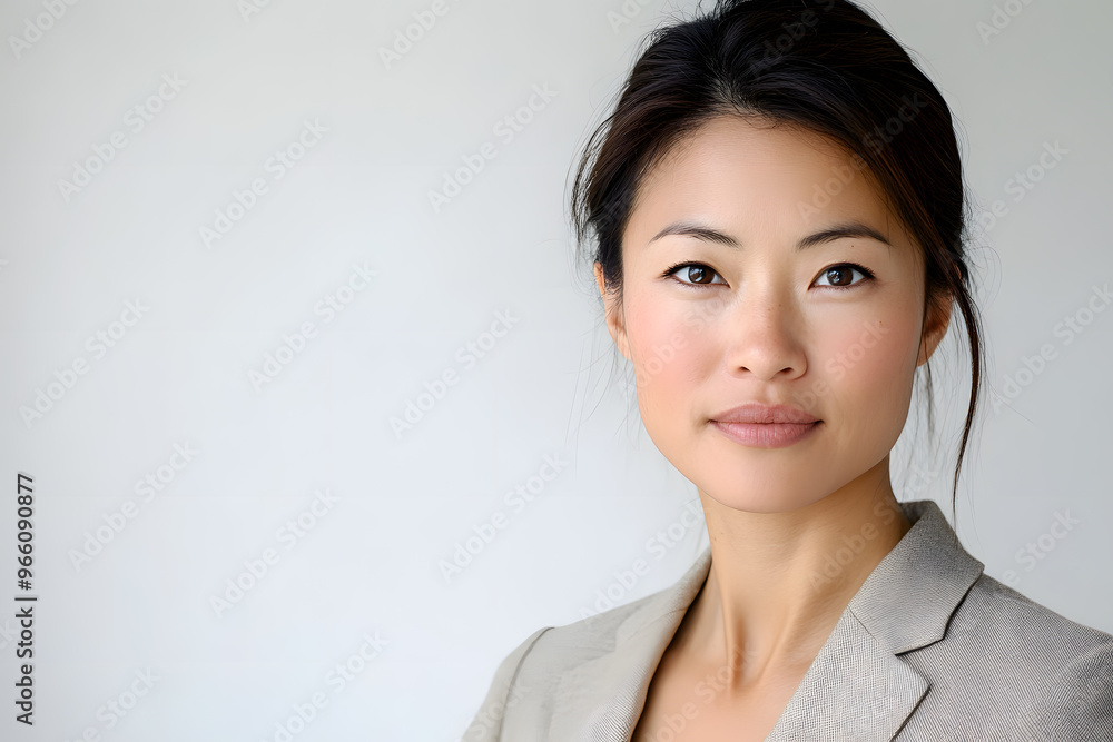 Business portrait of beautiful middle age Asian woman isolated on white background Business portrait of beautiful middle age Asian woman isolated on white background