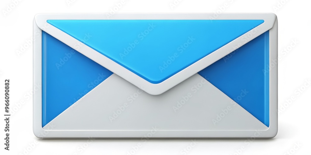 A sleek, modern envelope icon with a bright blue screen and white paper interior, symbolizing digital communication and A sleek, modern envelope icon with a bright blue screen and white paper interior, symbolizing digital communication and