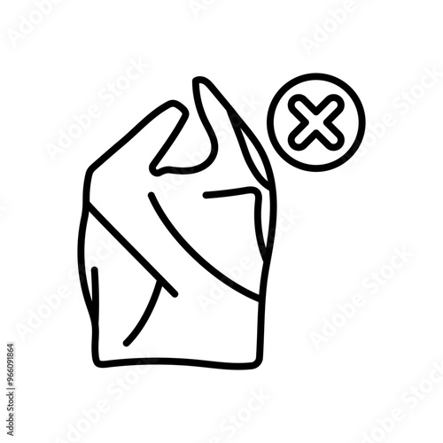 No Plastic Waste Outline Icon, Vector illustration