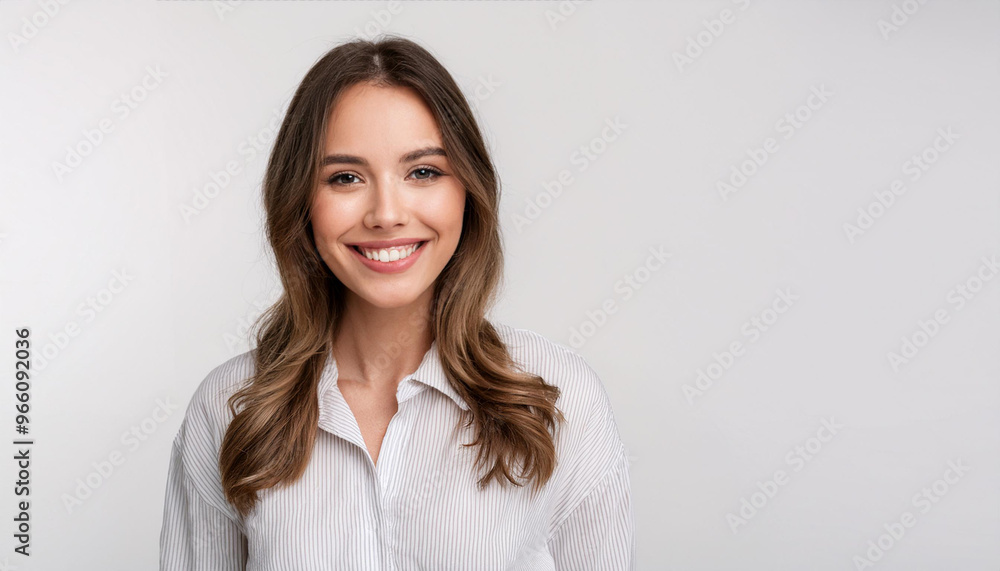 a young European woman in a casual shirt smiling warmly at the camera. This cheerful and confident image is perfect for corporate, business, lifestyle, and personal branding projects a young European woman in a casual shirt smiling warmly at the camera. This cheerful and confident image is perfect for corporate, business, lifestyle, and personal branding projects