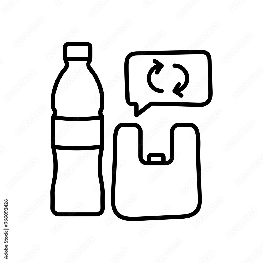Reuse Plastic Outline Icon, Vector illustration Reuse Plastic Outline Icon, Vector illustration
