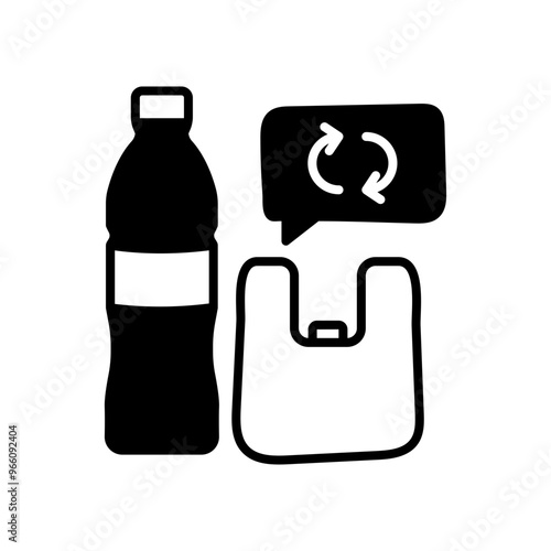 Reuse Plastic Glyph Icon, Vector illustration