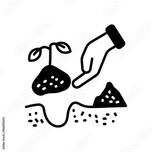 Tree Planting Glyph Icon, Vector illustration