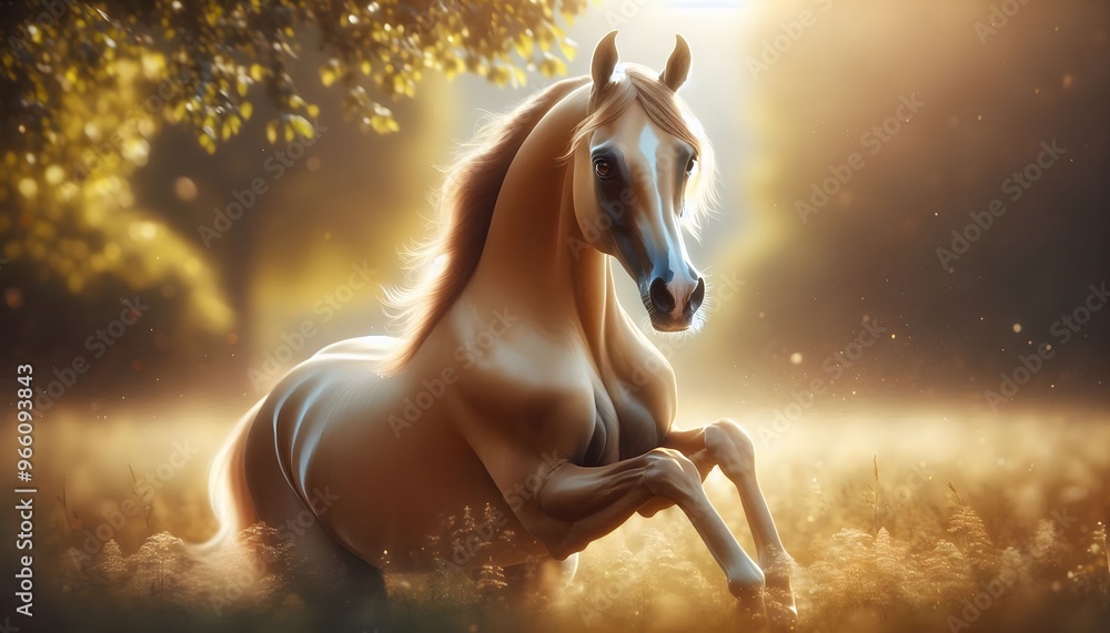 Grace in Motion, The Elegance of an Arabian Horse at Sunrise Grace in Motion, The Elegance of an Arabian Horse at Sunrise