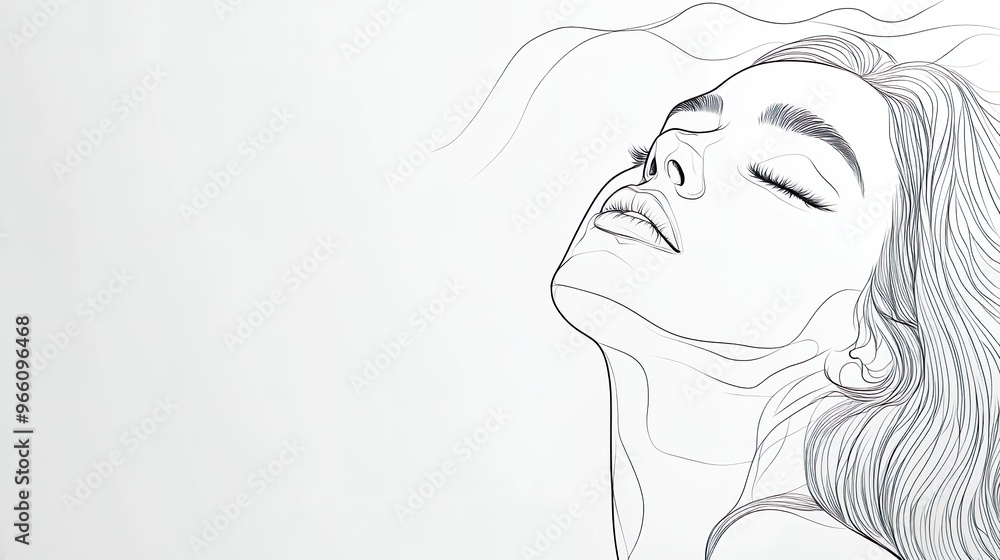 Serene Woman with Eyes Closed – Minimalistic Line Drawing Serene Woman with Eyes Closed – Minimalistic Line Drawing