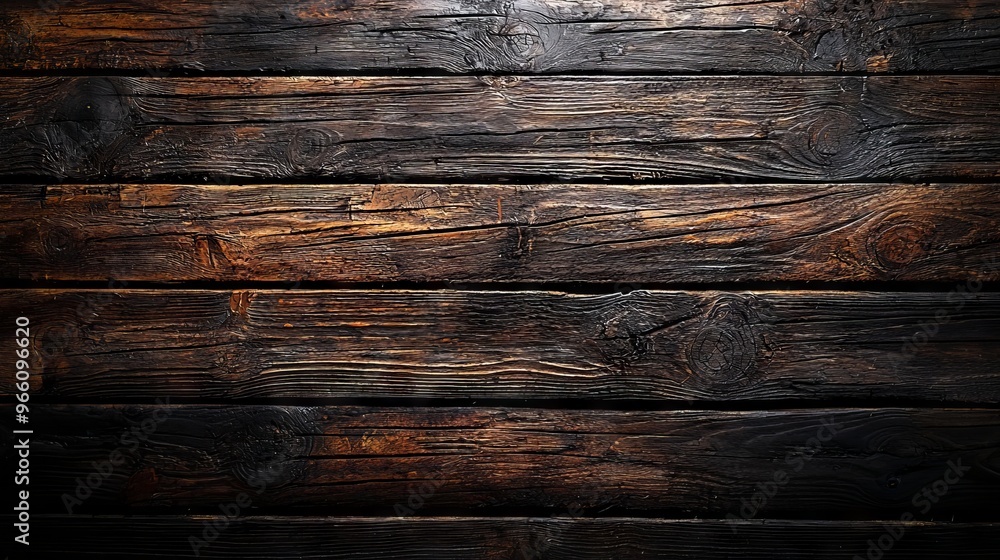 Dark wooden planks with visible texture and warm lighting Dark wooden planks with visible texture and warm lighting