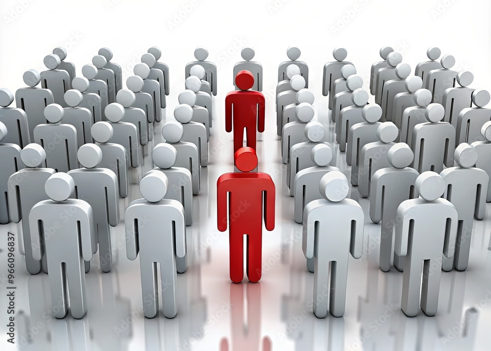 A solo illustration of a single person standing out from the crowd, symbolizing individuality, uniqueness, and A solo illustration of a single person standing out from the crowd, symbolizing individuality, uniqueness, and