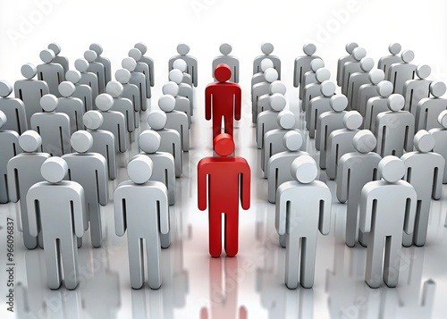 A solo illustration of a single person standing out from the crowd, symbolizing individuality, uniqueness, and