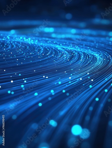 Curved blue lines with sparkles against dark background