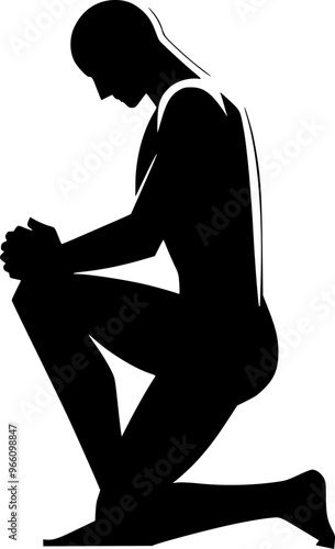 Vector Pose Design of Someone Kneeling for Use in Creative and Reflective Designs