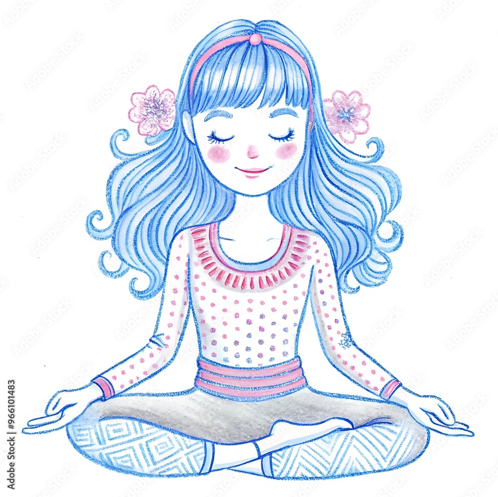 Happy Woman in Yoga Pose Illustration Happy Woman in Yoga Pose Illustration