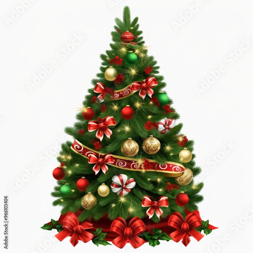 Decorative Christmas Tree isolated on white background