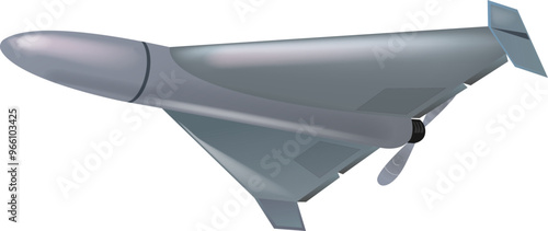 Shahed combat drone flying isolated on white background. Shahed 136 drone kamikaze. UAV geranium-2