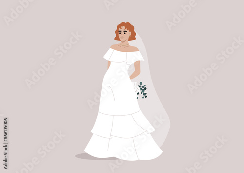 A breathtaking flamenco-inspired wedding dress showcasing elegant ruffles and a romantic silhouette, perfectly tailored for an enchanting celebration in a sunlit garden