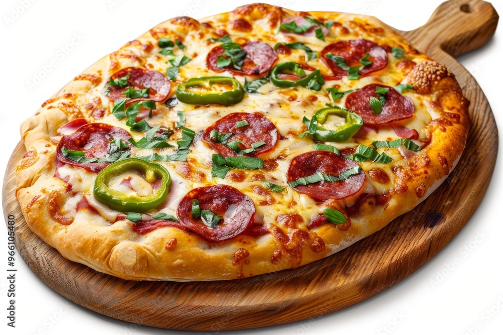 Pepperoni Pizza, Traditional Italian Diabolo Pizza Flatbread with Salami, Chili Pepper, Mozzarella Pepperoni Pizza, Traditional Italian Diabolo Pizza Flatbread with Salami, Chili Pepper, Mozzarella