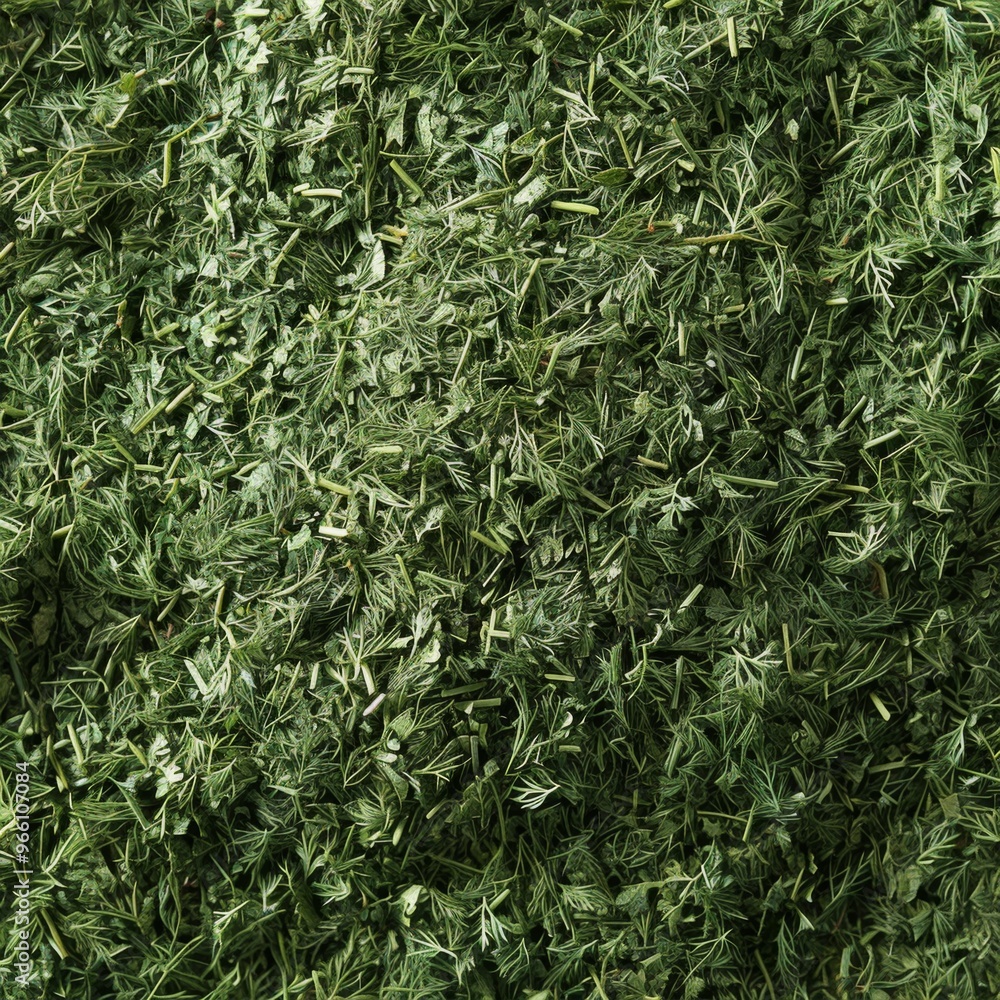 Fototapeta premium Dry dill pile texture background. Dried fennel pattern, crushed seasoning, dill weed powder