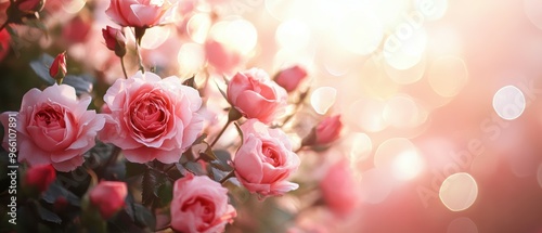 Enchanting florist shop bokeh lights on soft pink background