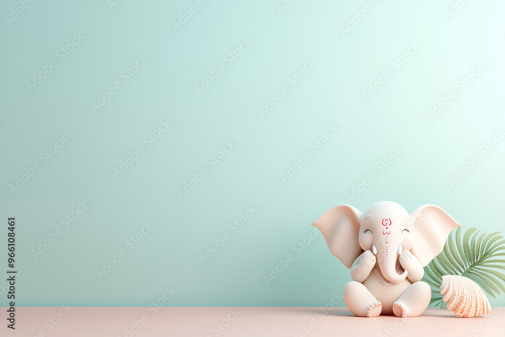 Cute elephant figurine resting on a pastel surface with a light mint background, perfect for children's decor and playful themes. Cute elephant figurine resting on a pastel surface with a light mint background, perfect for children's decor and playful themes.