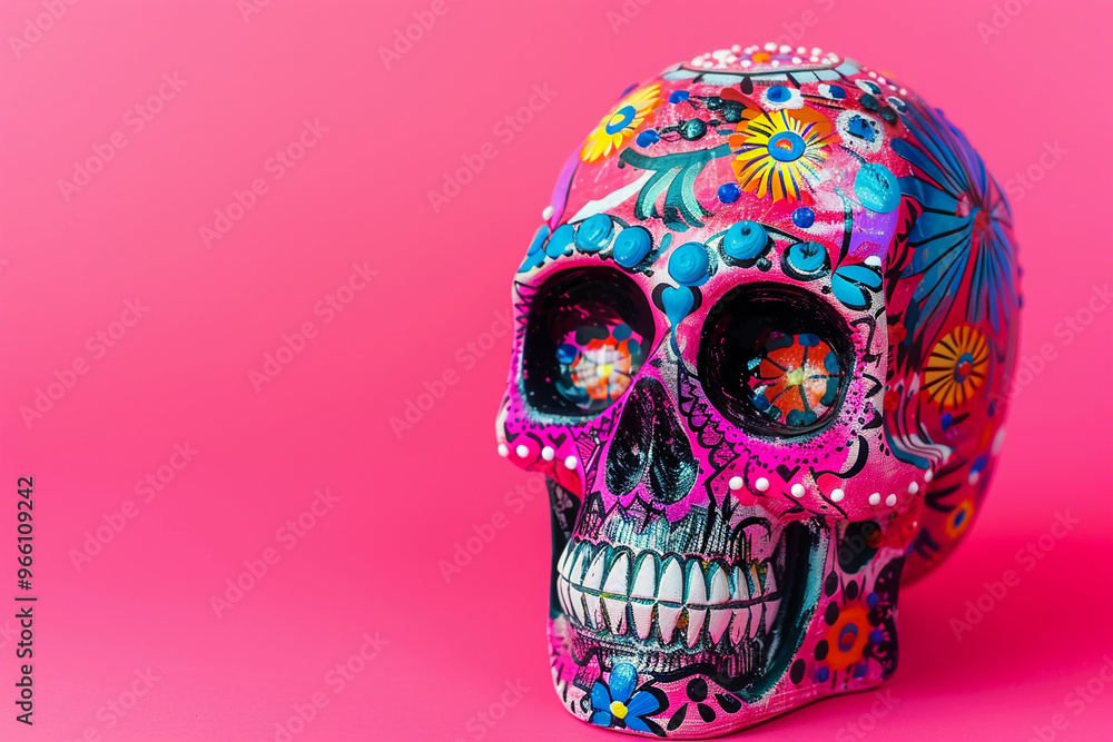 Beautiful greeting card with bright holiday composition for happy to joy celebrate dia de muertos Beautiful greeting card with bright holiday composition for happy to joy celebrate dia de muertos