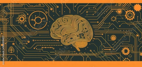 Minimalist style line illustrations, visualizes the human brain and its connection to external conditions.