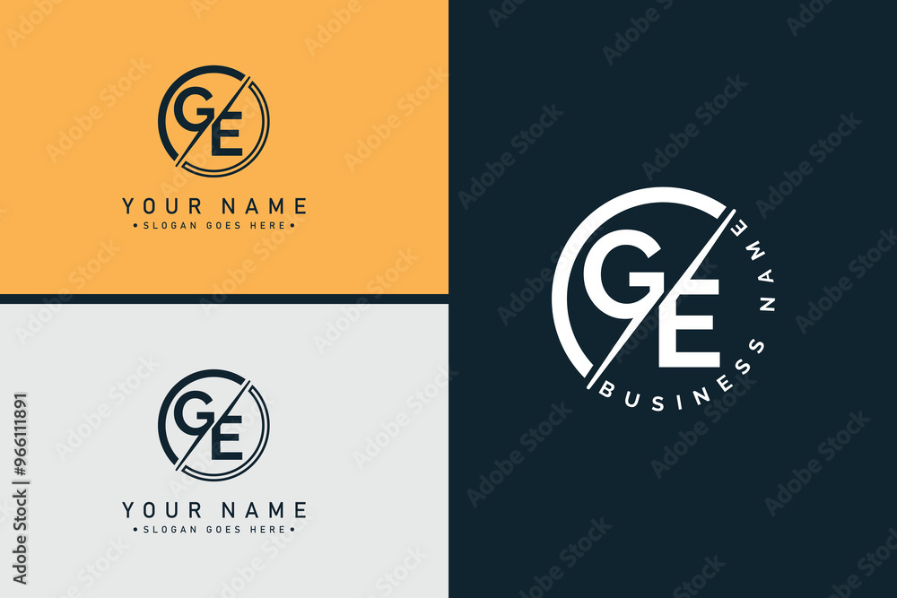 Creative Monogram for Initial Letter GE Logo - Minimal Vector Logo Template for alphabet G & E Creative Monogram for Initial Letter GE Logo - Minimal Vector Logo Template for alphabet G & E