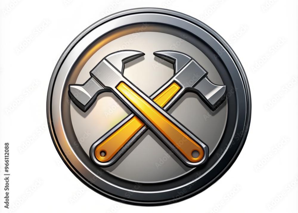 A wrench and hammer crossed over a circular shield with a bold, modern font, symbolizing expertise and reliability A wrench and hammer crossed over a circular shield with a bold, modern font, symbolizing expertise and reliability