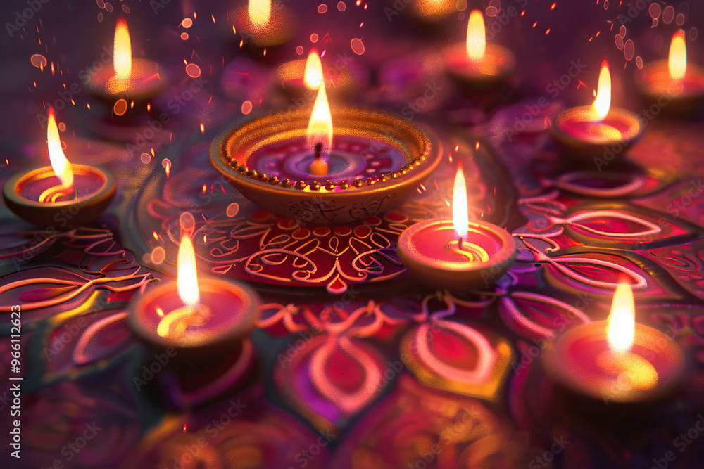 Beautiful greeting card with bright holiday composition for happy and celebrate Diwali Beautiful greeting card with bright holiday composition for happy and celebrate Diwali