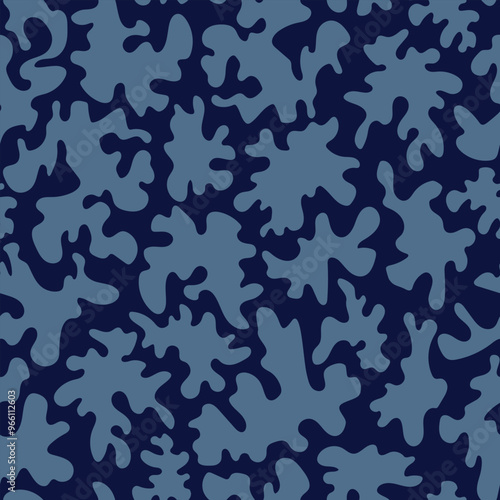 Seamless blue-dark blue pattern with shapes