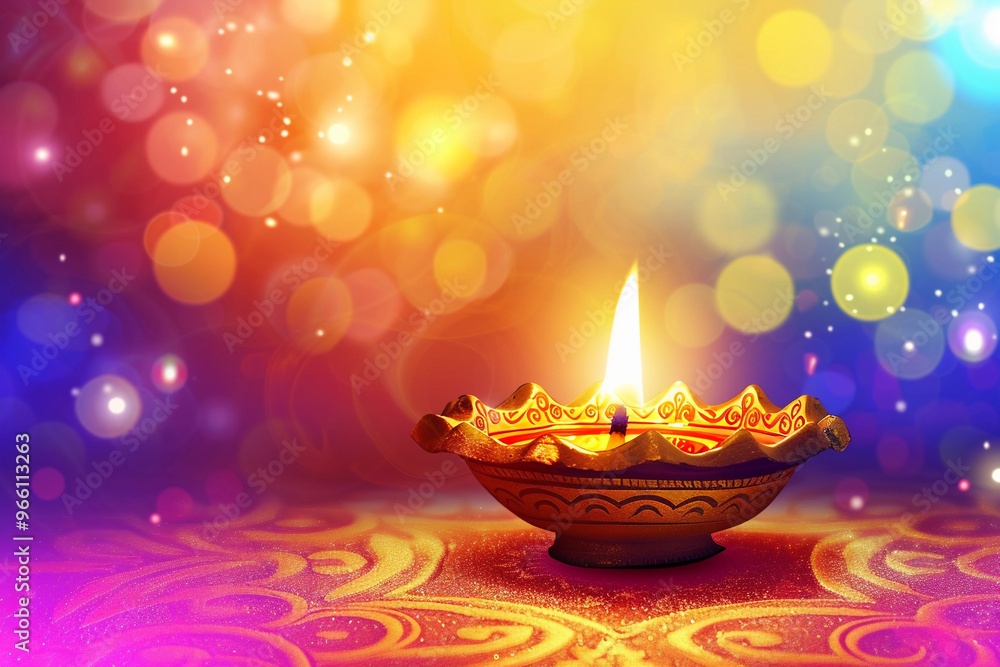 Beautiful greeting card with bright holiday composition for happy and celebrate Diwali Beautiful greeting card with bright holiday composition for happy and celebrate Diwali