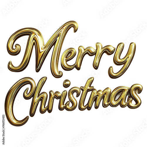 gold cursive merry christmas lettering text wishing greeting holiday celebration isolated on png transparent background
