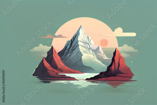 mountains with sea, mountain illustration Design