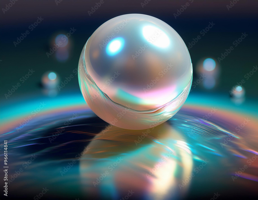 Close-Up Illustration of a Lustrous Pearl with Smooth Surface and Subtle Iridescence Close-Up Illustration of a Lustrous Pearl with Smooth Surface and Subtle Iridescence