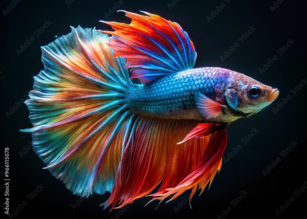 Captivating Image Showcases A Vibrant Betta Fish With Ethereal, Iridescent Fins Gracefully Flowing Through The Water. Captivating Image Showcases A Vibrant Betta Fish With Ethereal, Iridescent Fins Gracefully Flowing Through The Water.