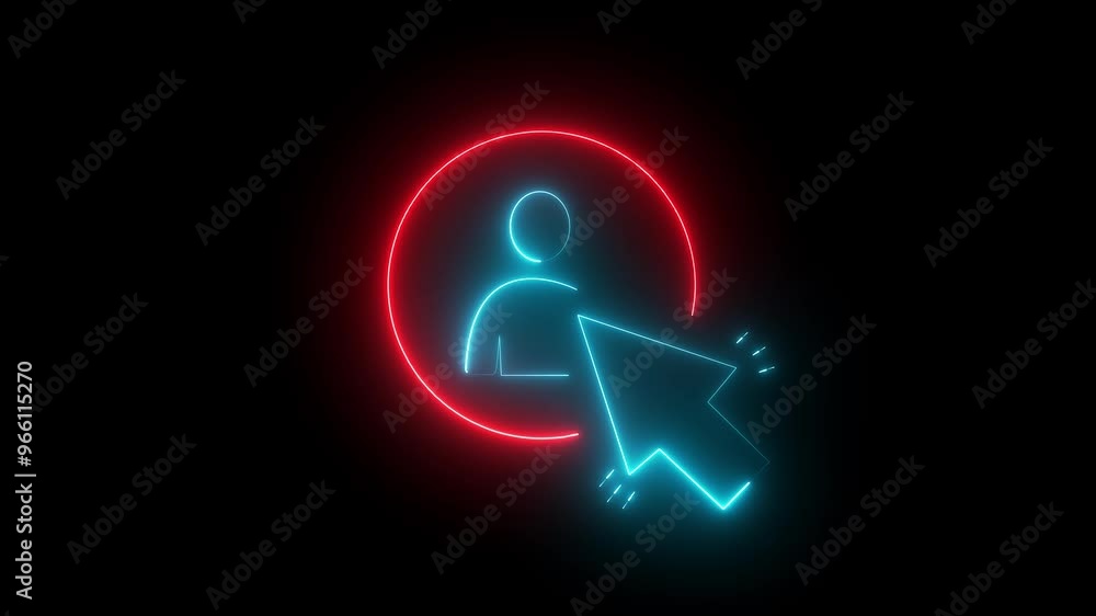 Glowing neon line Abstract contact man icon, Red color neon line Animation and black background, Home button 4K video. ARROW Glowing neon line Abstract contact man icon, Red color neon line Animation and black background, Home button 4K video. ARROW