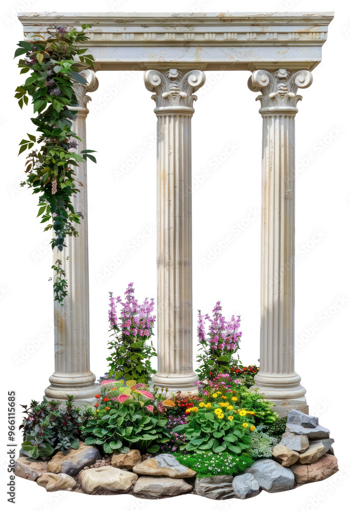 Naklejka premium Ancient columns garden decor