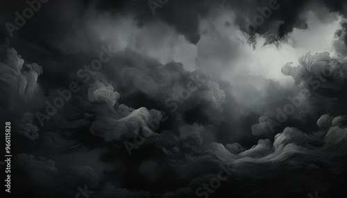 black gloomy sky, grunge texture, dark gray clouds background, horror scary theme poster backdrop design