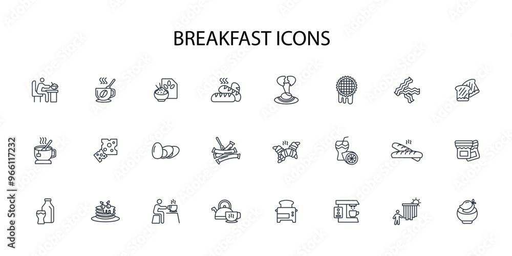 Breakfast icon set.vector.Editable stroke.linear style sign for use web design,logo.Symbol illustration. Breakfast icon set.vector.Editable stroke.linear style sign for use web design,logo.Symbol illustration.