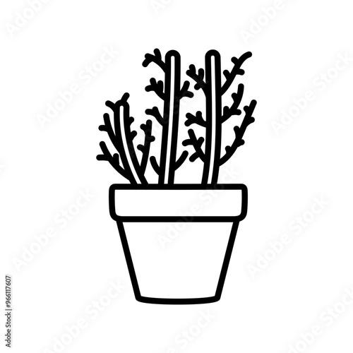 Euphorbia Tirucalli Outline Icon, Vector illustration