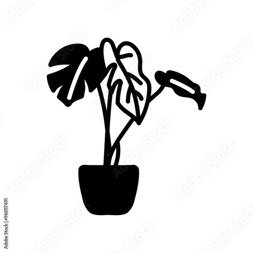 Monstera Glyph Icon, Vector illustration